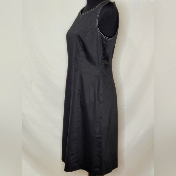 Ann Taylor Black Cotton Sleeveless Sheath Dress w/ Contrast Stitching - Size 10 - Picture 2 of 7